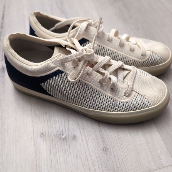Rothy’s The Lace Up Sneaker Shoes Women's Size 8 Navy Blue & Cream $165 Rothys - Picture 1 of 7